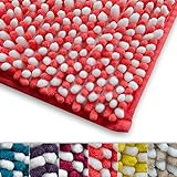 Chenille Badematte Manta | moderner Microfaser Badvorleger in Trendfarben | ÖKO TEX Standard 100 | extra hoch | Komfortgröße 50x80 cm für Badezimmer | Koralle - Weiß