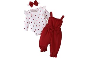 Baby flicka topp hjärtmönster byxor volanger sammet axelband | Flickoutfit bestående av en långärmad skjorta med ett mönster