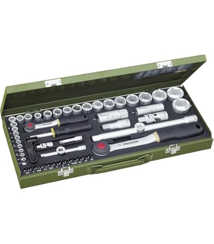 Proxxon 23104 23 104 Ratchet Bit Set with Screwdriver, Socket Wrench Inserts, Magnetic Holder, Special Insert for Working with Electric Screwdriver or Drill, 54 Pieces, Grey