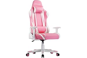 GTPLAYER Sedia Gaming Ergonomica Sedia da Gaming Reclinabile con Poggiatesta & Cuscino Lombare Adatto per giochi di studio e lavoro Rosa