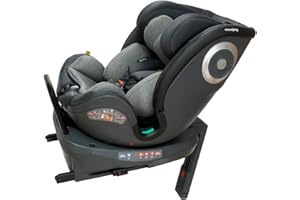 Casualplay Silla de coche Revol I size giratoria con isofix y pata de apoyo, grupo 0 1 2 3 de 0 a 12 años o de 40 a 150 cm altura y dispositivo de protección lateral ASP, grey
