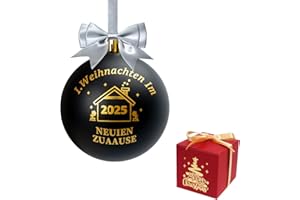 ZJKUBOIS Einzugsgeschenke Wohnung, Weihnachtskugeln schwarz Gold, Geschenk zum Einzug Weihnachtsbaumkugeln für Zuhause, Viel Gluck Im Neuen Zuhause, Geschenkideen für Weihnachts und Neujahrsgeschenke