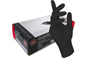 GUARD 5 EU-Schutz 100 pièces/boîte, Gants en nitrile taille S, Gants en nitrile noir, Gants jetables noirs non poudrés & sans latex, Gants de cuisine jetables, Gants d'hygiène noirs jetables