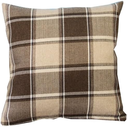Light and Dark Brown Simple Checks Linen Sofa Decor Throw Pillow Covers Pillowcase Sham Decor Cushion Cover Slipcovers Square 18x18 Inch 18" Only Cover No Insert
