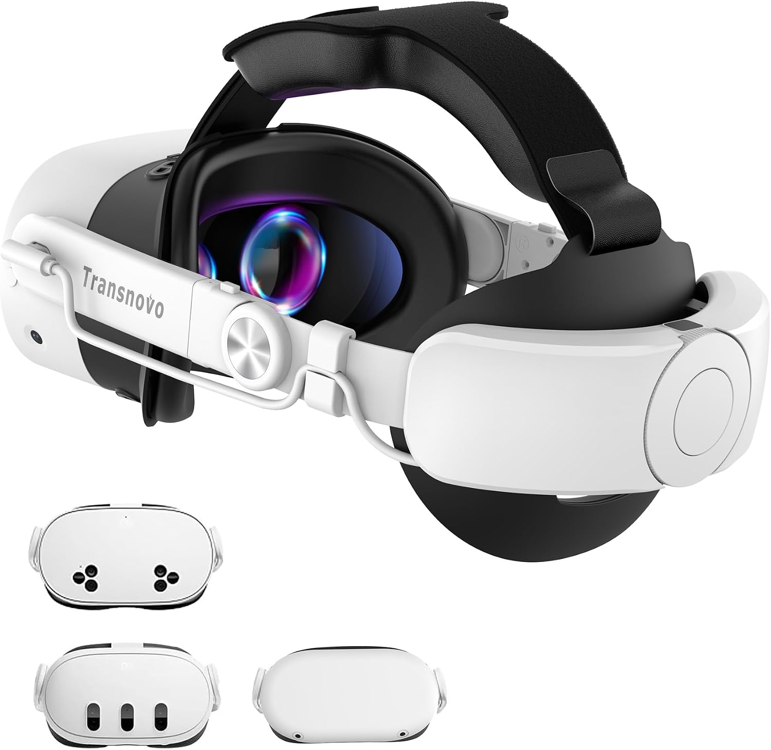 TRANSNOVO 10000mAh Battery Head Strap for Meta Quest 3S/Quest 3/Quest 2 Accessories, Elite Strap with One-Button Retractable Adjustment and Digital Display, Enhanced Comfort & Extends Playtime by 2-4h