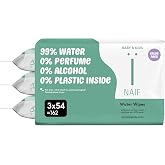 Na&iuml;f - Plastic-free wet wipes - 162 wipes (3 x 54 wipes) - cleans and protects baby's body and face - 99% water - 0% perfume