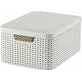 Curver Aspect Rotin Style 205839 Storage with Second-Generation Lid Polypropylene, Off-White, Medium