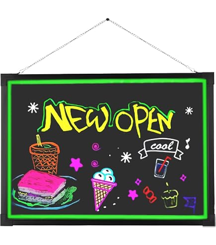Tableau Lumineux LED 70x50 Cm Avec 7 Couleurs, 18 Effets, Télécommande - Idéal Décoration, Pub, Enfants (fourni Avec 8 Feutres) - 7