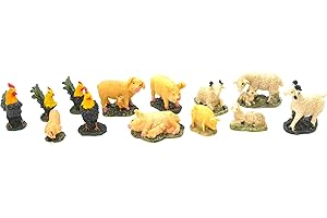 BETTER WITH FRIENDS 13 x gallinas gallos Pollos ovejas carneros corderos Cerdos y lechones. figuritas de Navidad 6cm. Conjunto de Escena, Figuras .Animales, Nacimiento de jesús. Reyes. oficios belén. Modelos a Escala