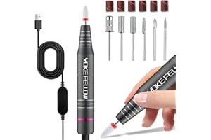 YOKE FELLOW Yokefellow Protable Electric Nail Drill,USB Efile Professional 30000RPM Manicure Electrical Nail File Polishing Tools for Drill Bits Cuticles Acrylic and Gel Nails Pedicure Machine Kit Gray