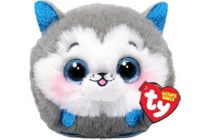Ty Beanie Balls Slush The Husky med glitterblå ögon, mjuka och runda plyschdjur att samla 8 cm T42539