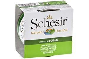 HEADS UP FOR TAILS Schesir - Aliment pour Chiens Adultes, Fils de Poulet en gélatine, 150 g, 1 canette