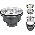 304 Stainless Steel Kitchen Sink Drain Assembly Kit with Stopper - Durable Replacement Strainer Basket and Sealing Lid for Bathroom and Kitchen Drains