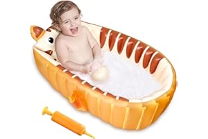 BOCZIF Baignoire gonflable, Baignoire enfant, Piscine bébé antidérapante pour s'asseoir, Bassin de douche pliable pour bébé, Mini piscine gonflable, Baignoire de voyage indispensable pour enfants（orange）