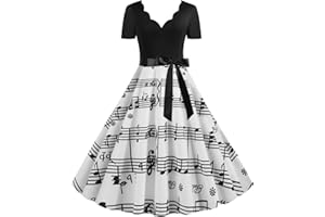 EFOFEI Women Hepburn Polka Dots Dress Knee-length Vintage Dress Long Sleeve Dress Cocktail Party Evening Dress