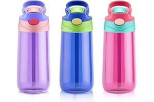 SUPPRUI Kids Water Bottle with Straw for School Leak Proof 480ML Toddler Water Bottles BPA-Free for Boys & Girls (Blue)