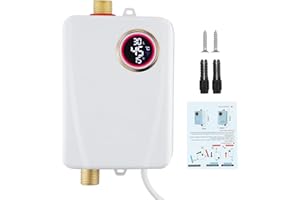 EXKEEN Elektrische Warmwasserbereite, 3500 W 220 V Mini Durchlauferhitzer mit LCD-Temperaturanzeige, 20–50 °C, IPX4 Wasserdichter Elektrische Durchlauferhitzer für Dusche, Badezimmer, Küche