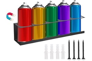 SUMNACON 1 Stück Magnetischer Dosenhalter, Metall Sprühflaschenregal,langlebig Wandregal für 5 Sprühflaschen, Spraydosenhalter Werkstatt Halterung, für Garage Werkstatt Schwarz