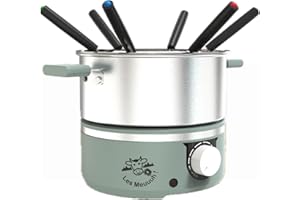 LITTLE BALANCE 8963 Little Fondue Meuuuh...!, Appareil à fondue 6 personnes, Caquelon inox, Compatible induction, 1,8 litres, 650 W, Sapin