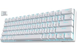 RK ROYAL KLUDGE RK61-US Wireless 60% tastiera meccanica da gioco, tastiera Bluetooth ultra-compatta con interruttori blu tattili, compatibile con più dispositivi, bianco