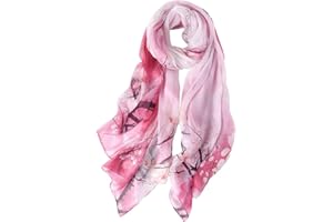 STORY OF SHANGHAI Women's Mulberry Flower Print Large Silk Shawl Scarf Wraps 68 * 43 Inches