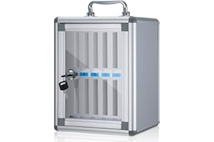 LVRUIEDS Mobile Phone Storage, Personal Storage Box with 12/15/20/25/30/40 Slots, Transparent Mobile Phone Locker with Lock, Desktop Mobile Phone Storage Cabinet (Aluminum Alloy, 12 Slots)