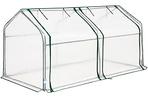 Quictent Foliengewächshaus | Gewächshaus mit 2 großen Zugriffsfenstern | Tomatenhaus aus 140 g/m² PEGewächshausfolie | Treibhaus 180 x 90 x 90 cm, Weiß