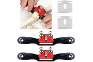 Glarks 2Pcs 10" Adjustable Spokeshave Plane with Flat Base and Metal Blade Wood Working Hand Tool and 2 Extra Blades for Wood Craft