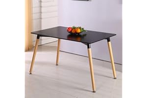 P&N HOMEWARES Halo 4 or 6 Seater Dining Table – Compact Rectangle Table with Solid Wooden Legs – Modern Retro Design – Premium Quality, Easy to Assemble, Perfect for Homes, Apartments, and Offices