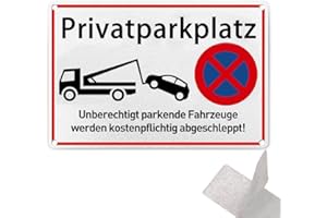 SUFUNE Parken Verboten Schild,30x20cm Warnschild Aluminium, inkl.Enthält Trägerkleber, Das Zuwiderhandelnde Fahrzeug Wird Auf Kosten des Eigentümers Abgeschleppt!
