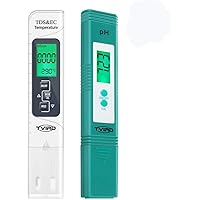 pH Messgerät, Tvird pH Wert TDS EC Messgerät und Temperatur 4 in 1 Set，pH Tester Pool Wasserqualitätstest…