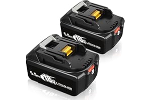 PSOGPONE 2 Stück Akku Ersatzakku für Makita 18V Akku 5,5 Ah, Ersatzakku für Makita Akku BL1850B BL1860B BL1830B, kompatibel für Makita Radio und Baustellenradio, Werkzeugakku mit LED-Leistungsanzeige