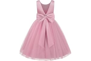 JerrisApparel Robe Fille Noeud Papillon Mariage Bouquetières Fête Anniversaire