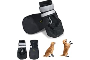NeuWee Scarpe per Cani, 4 Pezzi scarpe per cani impermeabili con cinturini riflettenti, Suola antiscivolo Protezioni per zampe Stivali per Cani (Nero, M)
