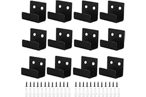 Yuaaoh Crochet Mural Robuste 12Pcs Support Mural Miroir de Fixation Crochets Muraux en Acier Laminé à Froid Crochet Mural a Visser avec Vis pour Bain Cuisine Garage(Noir, Largeur Intérieure de 21mm)