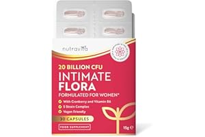 Probiotics for Women - Formulated Bio Cultures for Women’s Intimate Flora - 20 Billion CFU with 5 Live Strains and Vitamin B6 and Cranberry to Support Female Health - 30 Capsules - Nutravita