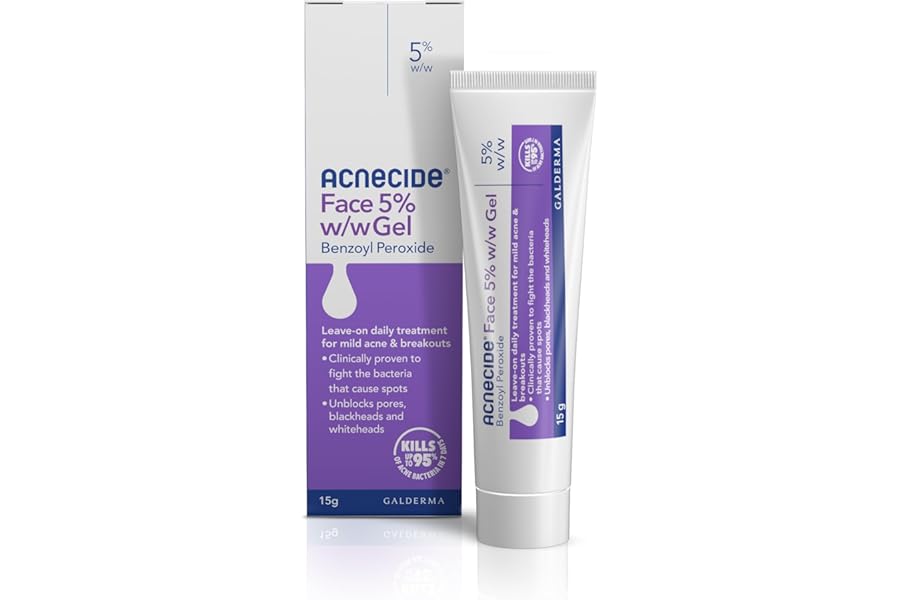 Acnecide Face Gel 5% Benzoyl Peroxide Acne Treatment for Spot Prone Skin 15g