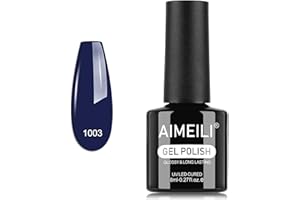 AIMEILI Esmalte Semipermanente Gel UV para Uñas Color Azul Oscuro 8ml, Remoción Fácil UV/LED Soak Off Azul Marino para Manicura Nail Art Salon Home DIY, 1003