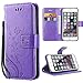 Produktbild iPhone 7 Hülle,Solide Butterfly PU Ledercase Tasche Hülle Schutzhülle Flip Case Magnetverschluss Handyhülle im Wallet Bookstyle Standfunktion für Apple iPhone 7 (4.7 Zoll) - lila