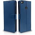 Pikkme Mi Max 2 Flip Case Leather Finish | Inside TPU with Card Pockets | Wallet Stand and Shock Proof | Magnetic Closing | Complete Protection Flip Cover for Mi Max 2 (Blue)