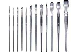 Transon Artist Paint Brush Set of 12 for Watercolour Acrylic Gouache Oil and Tempera Painting
