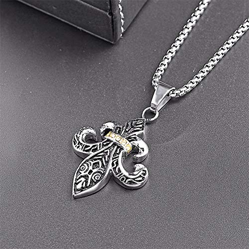Y-modo-Collier-en-Acier-Inoxydable-Punk-Bijoux-Hommes-Collier-Scout-Fleur-Pendentif-en-Acier-Au-Titane-Croix-Collier