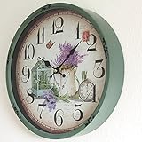 perla pd design Metall Wanduhr mit Glasscheibe Vintage Design Frühlingsgarten türkis lackiert ca. Ø 30 cm - 2