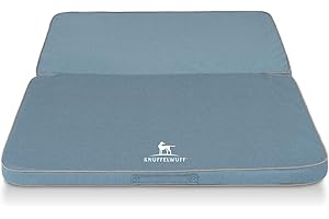 Knuffelwuff Faltbare Reisematte Orthopädisch Tacoma aus Velours mit Handwebcharakter 100 x 80cm Hellblau