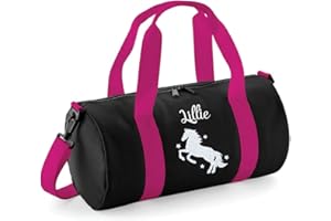 beyondsome Childrens Personalised Glitter Horse Barrel Bag