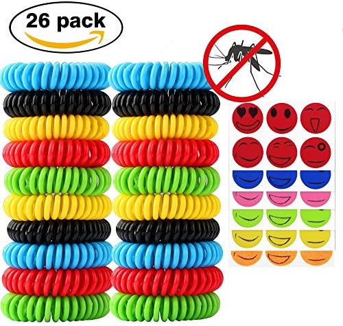 Mosquito Repellent Bracelets - 20 Pack Natural DEET Free Anti Insect Bands and 6PCS Masquito Repellent Stickers Sets, Outdoor Wrist Bands for Kids, Babies, Men and Women