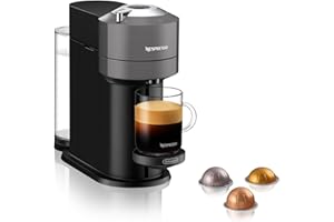 De'Longhi Nespresso Vertuo Next ENV120.GY, Machine à Café en Capsules, Machine à Café Portion Unique, 5 Tailles de Tasse, Technologie Centrifusion, Ensemble de Bienvenue Inclus, Gris Foncé