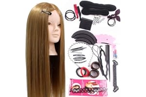 NEVERLAND BEAUTY & HEALTH Neverland Testa Studio Manichini 24" 50% Capelli Veri Parrucchiere Cosmetologia Formazione Manichino Pratica Modello Con Morsetto & DIY Hair Styling Tools