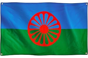 Runesol Bandera Gitana, 91x152cm, 3ft x 5ft, 4 Ojales, Ojal en Cada Esquina, Gitanos Rumanos, Roma, Banderas Premium, Interior, Exterior, Colores Vivos