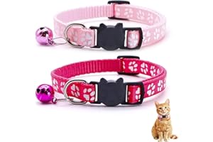 WeddHuis Collar para Gato de 2 Piezas Ajustable con Campana y Hebilla de Seguridad para Mayor Comodidad y Personalización